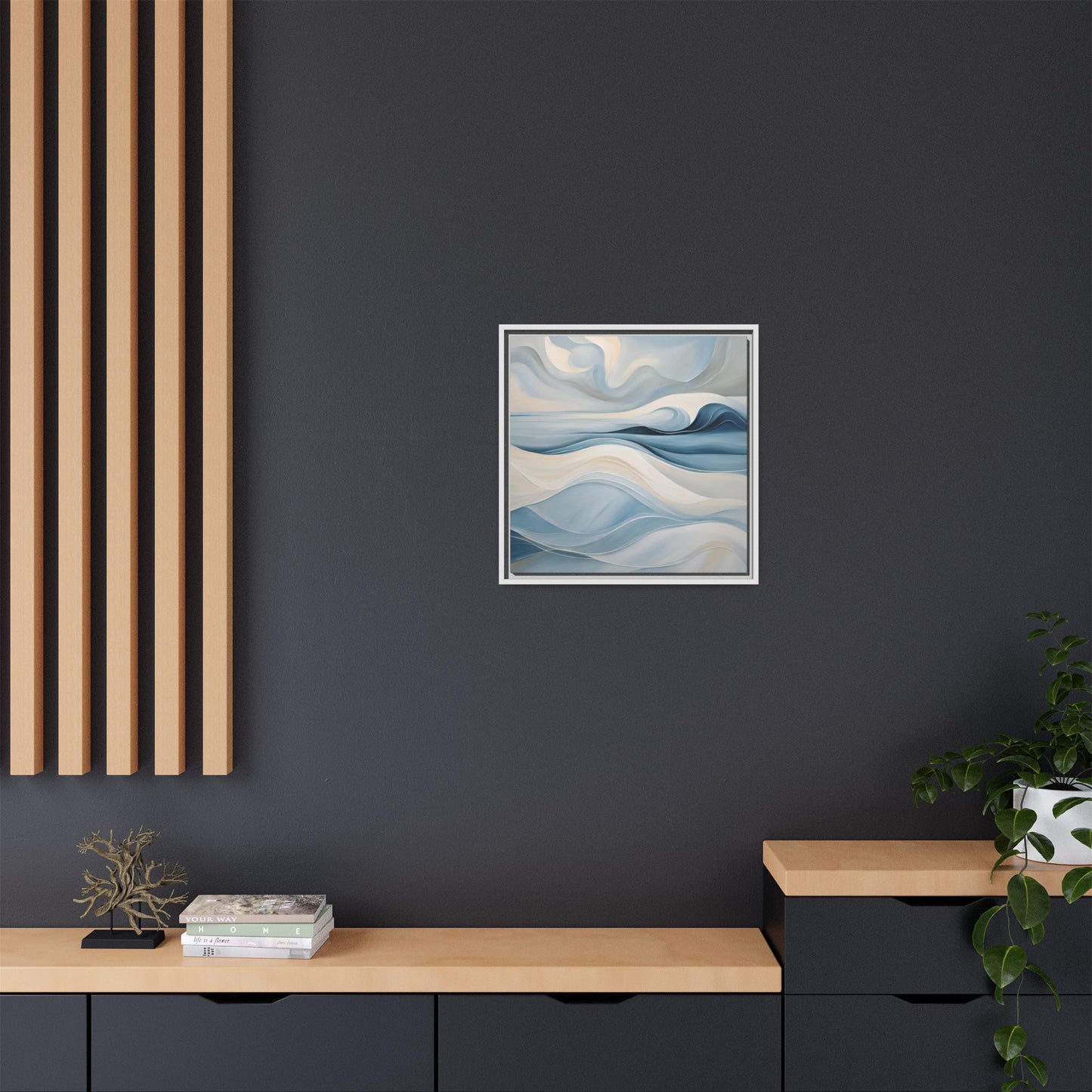 Modern Abstract Wave Design Unique Framed Canvas Wall Art Ocean Beach Gift Nature Lover Gift Underwater Sea Lover Gift 3 frame colors