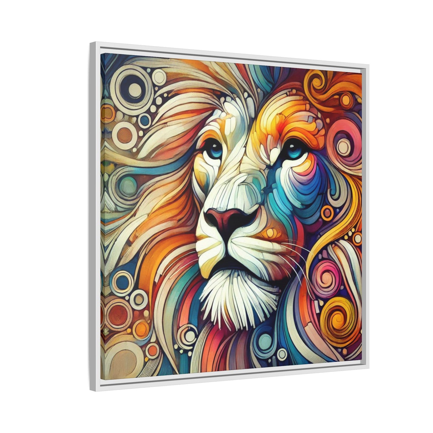 Modern Lion Print Abstract Design Unique Framed Canvas Print King of Jungle Wall Art Animal Lover Gift Nature Lover Decor 3 frame colors