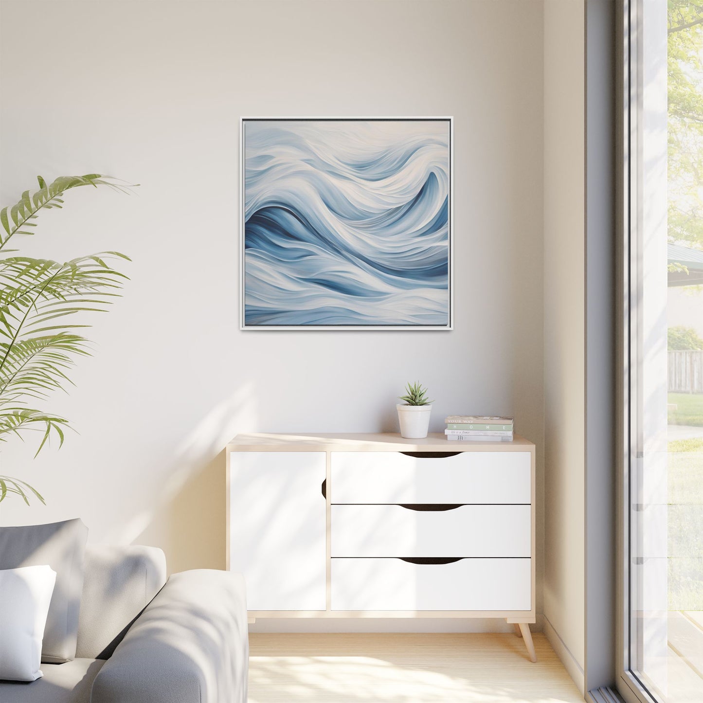 Modern Abstract Wave Design Unique Framed Print Canvas Wall Art Ocean Beach Gift Nature Lover Gift Underwater Sea Lover Gift 3 frame colors