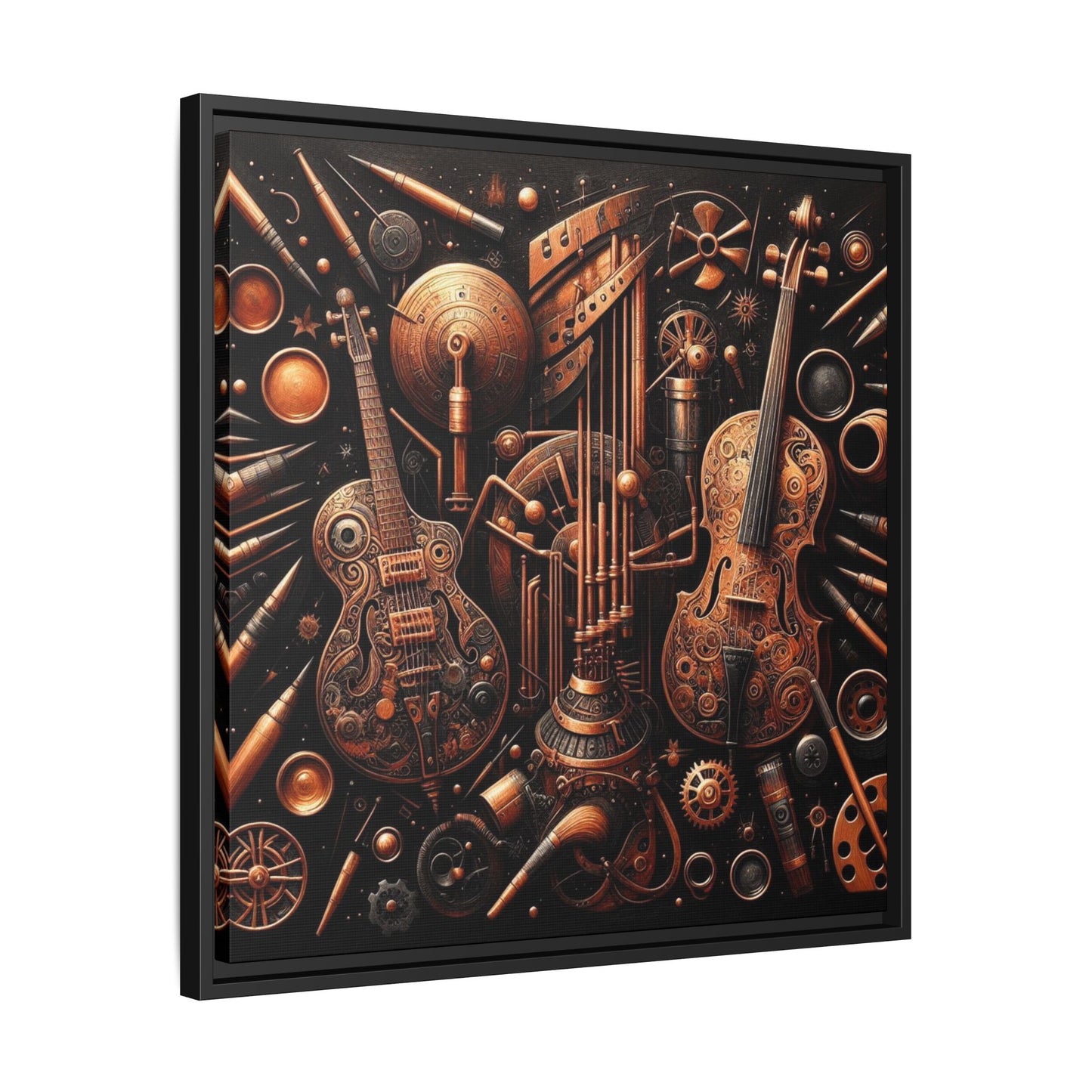 Modern Music-Themed Print Abstract Design Unique Framed Canvas Print Steampunk Wall Art Music Lover Gift Decor 3 frame colors