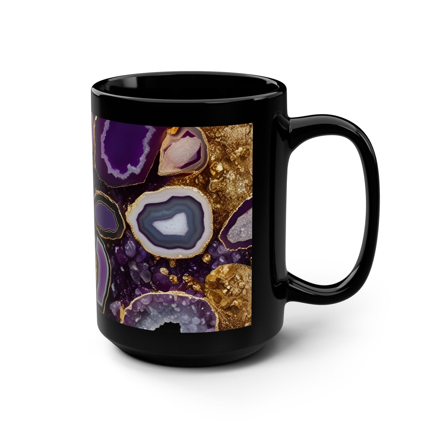 Ceramic Coffee Mug Purple Amethyst Quartz-Inspired Image Nature Rock Lover Ceramic Tea Cup Geode Inspired Agate Look Ceramic Mug