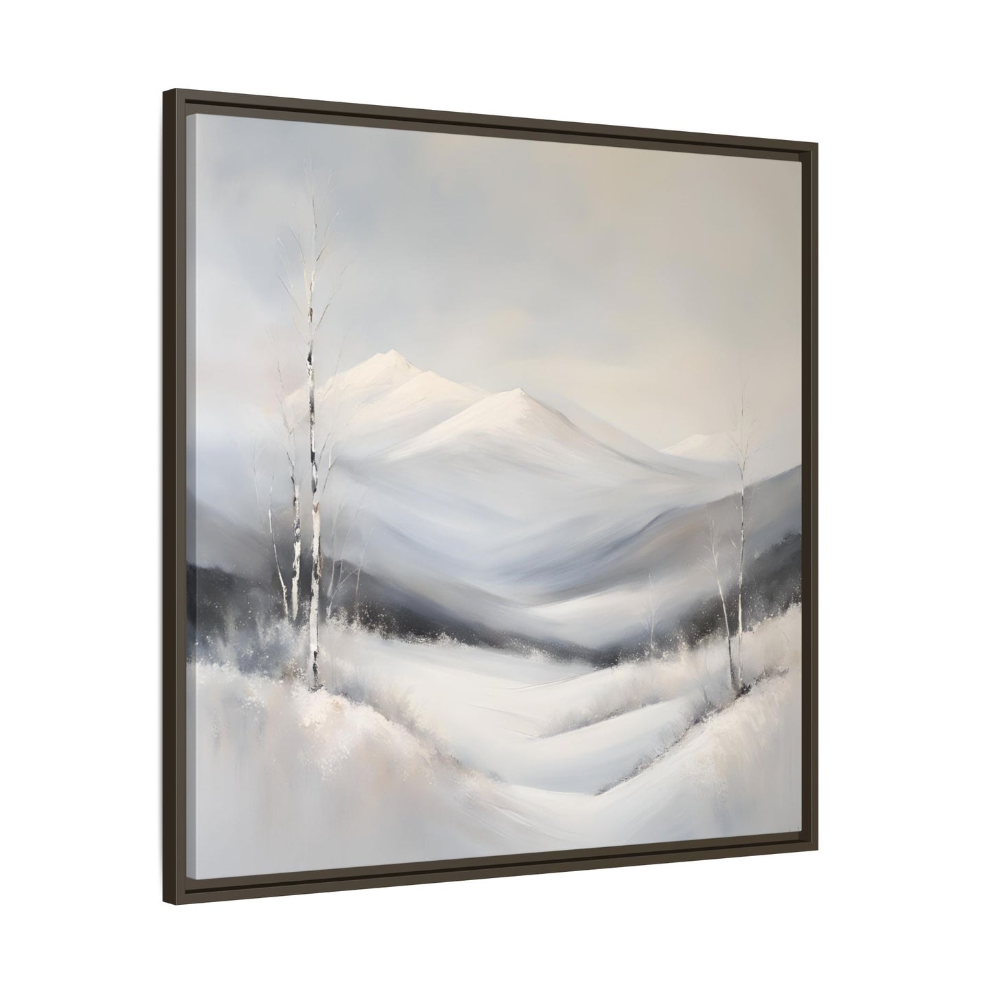 Modern Abstract Mountain Design Unique Framed Canvas Wall Art Snowy Gift Nature Lover Gift 3 frame colors