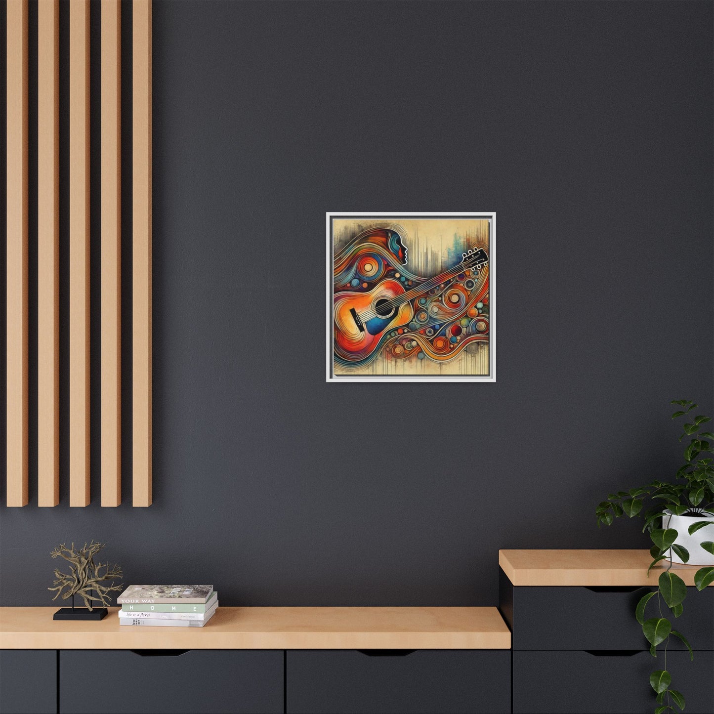 Modern Music-Themed Print Abstract Design Unique Framed Canvas Print Guitar Wall Art Music Lover Gift Decor 3 frame colors