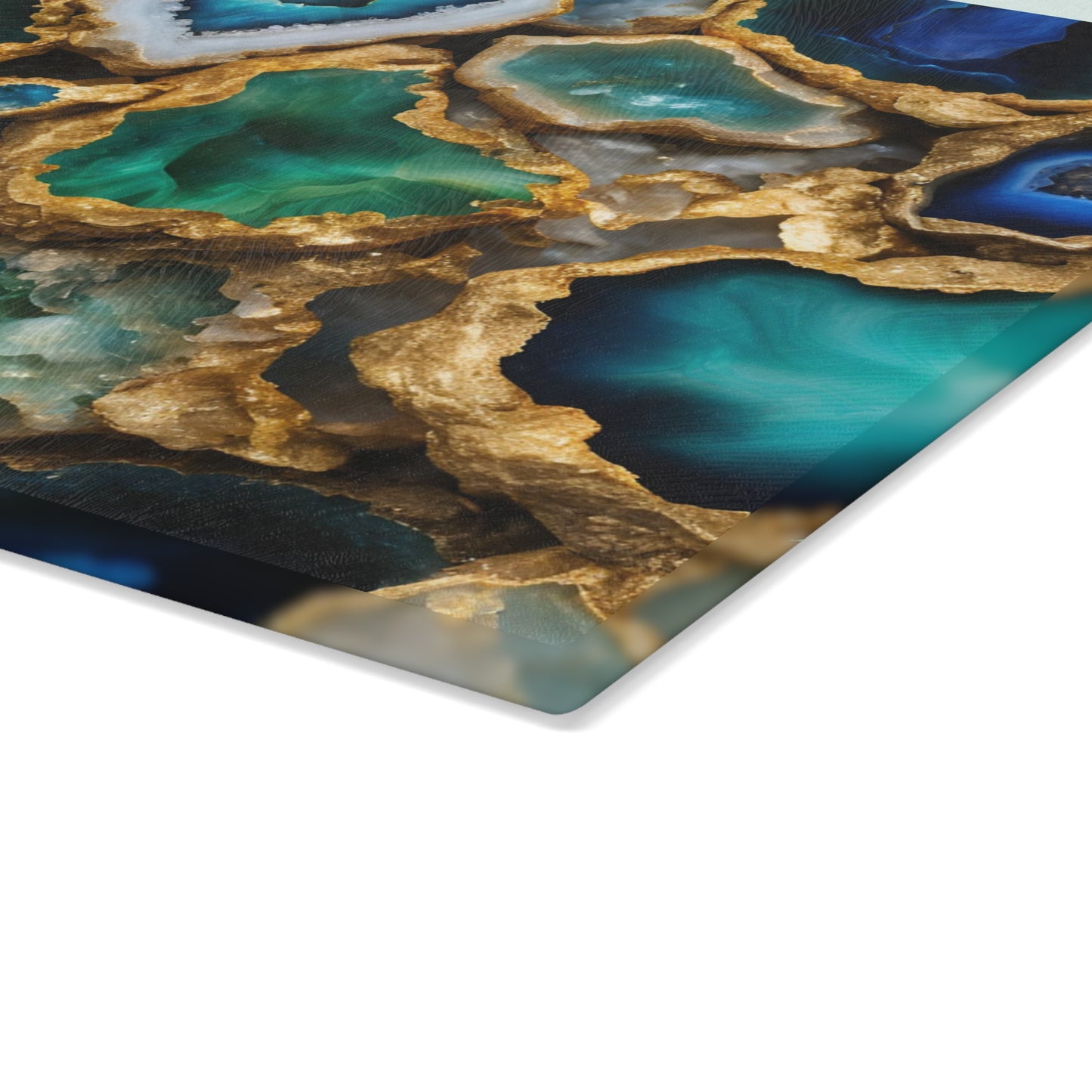 Kitchen Decor Glass Geode-Themed Image Unique Rock Lover Cutting Board Serving Tray Home Cook Gift Colorful Glass Charcuterie Board