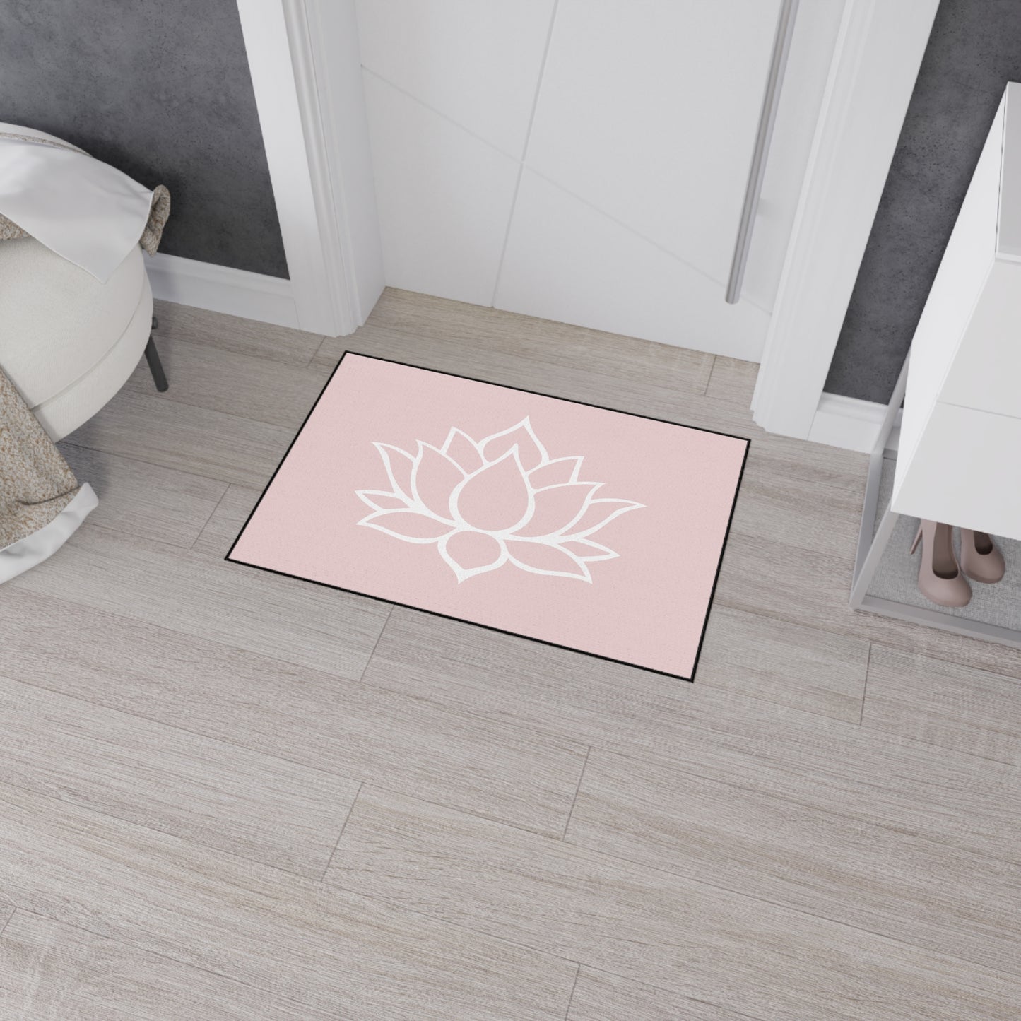 Decorative Heavy Duty Non-Slip Floor Mat Stylish Design Perfect for Entryway Kitchen Décor Pink Lotus Blossom Floral Design Rug Bathroom Mat