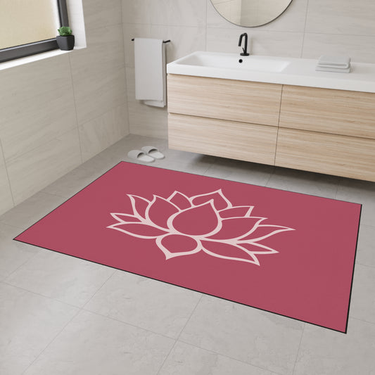 Decorative Heavy Duty Non-Slip Floor Mat Stylish Design Perfect for Entryway Kitchen Décor Lotus Blossom Floral Design Rug Bath Mat