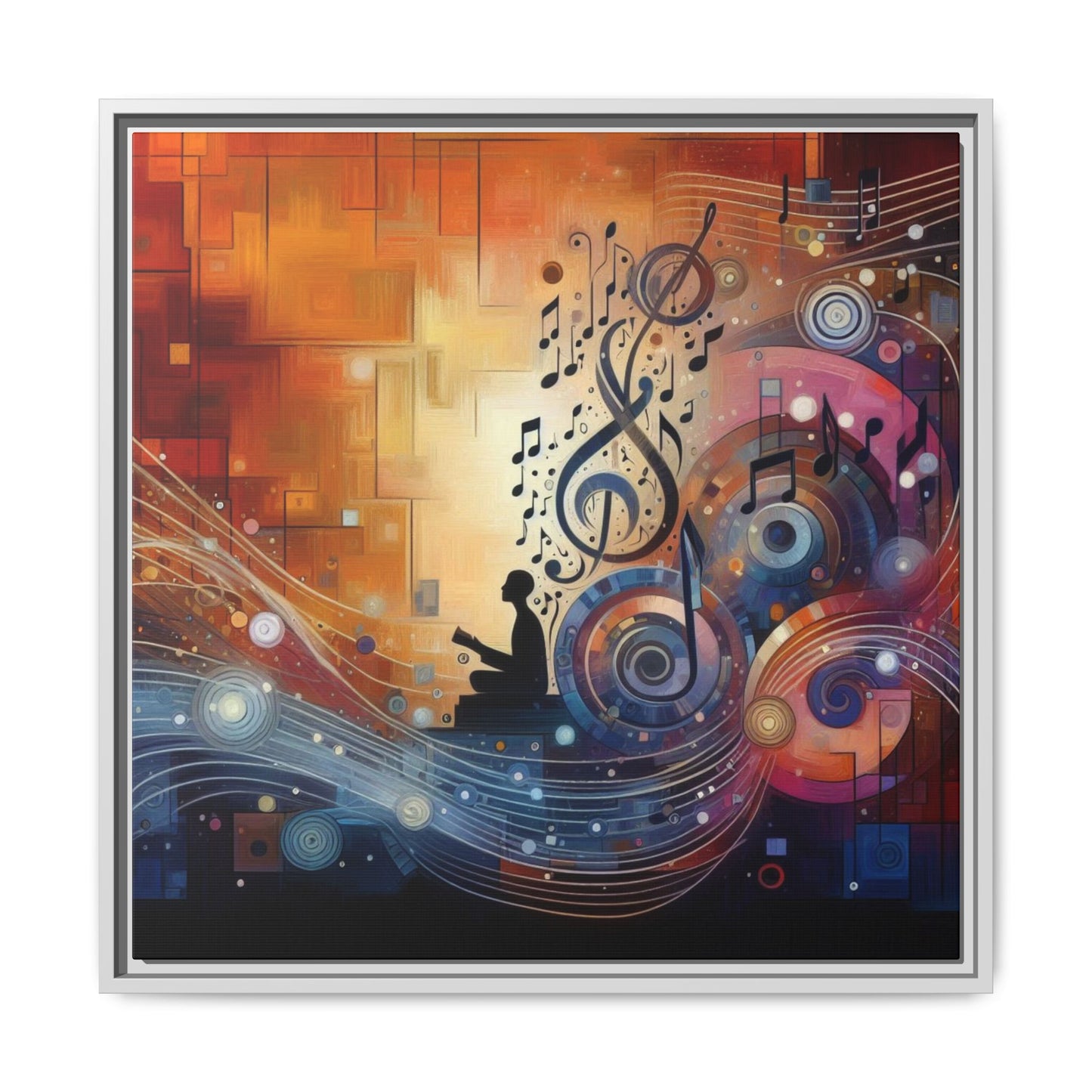 Modern Music-Themed Print Abstract Design Unique Framed Canvas Print Treble Clef Note Wall Art Music Lover Gift Decor 3 frame colors