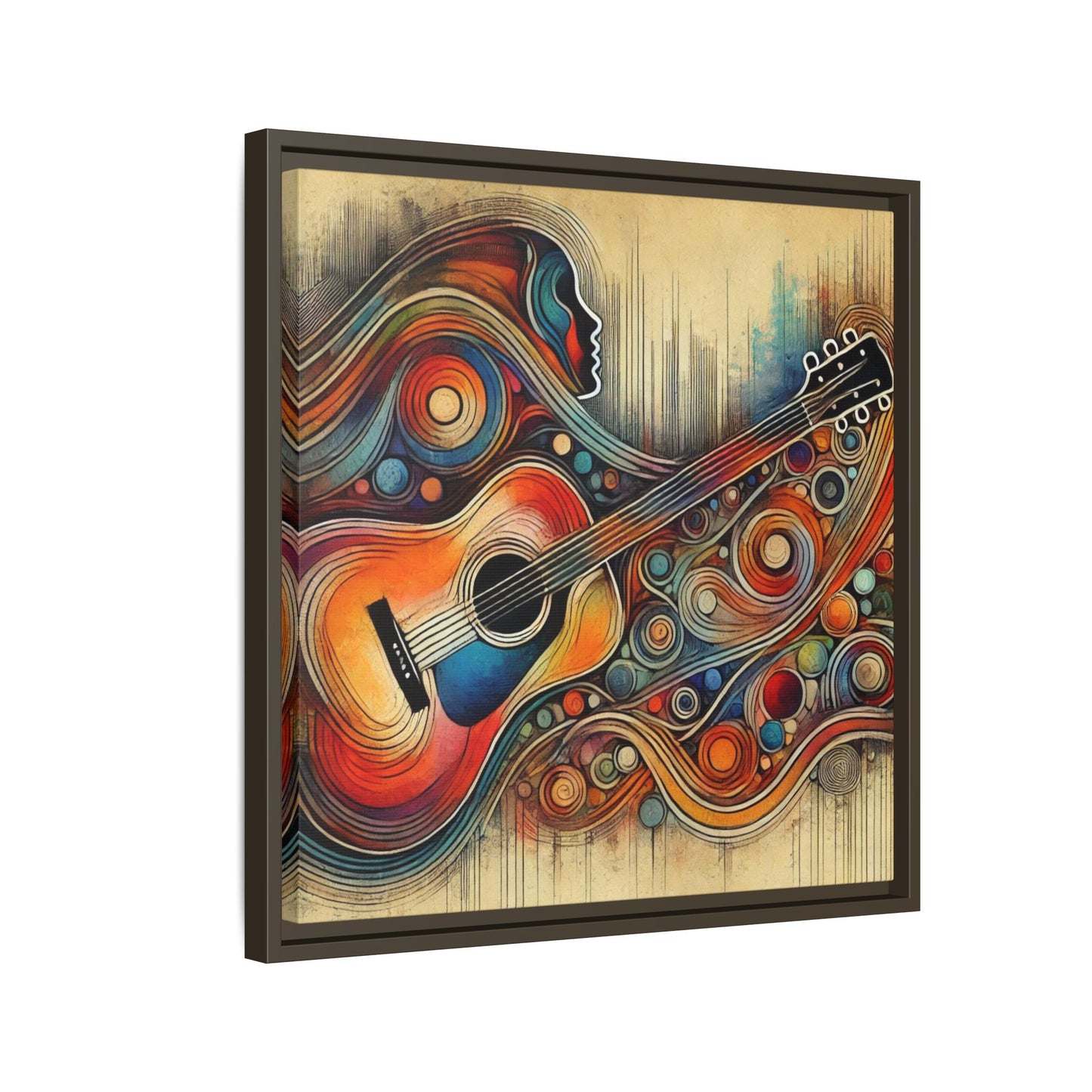 Modern Music-Themed Print Abstract Design Unique Framed Canvas Print Guitar Wall Art Music Lover Gift Decor 3 frame colors
