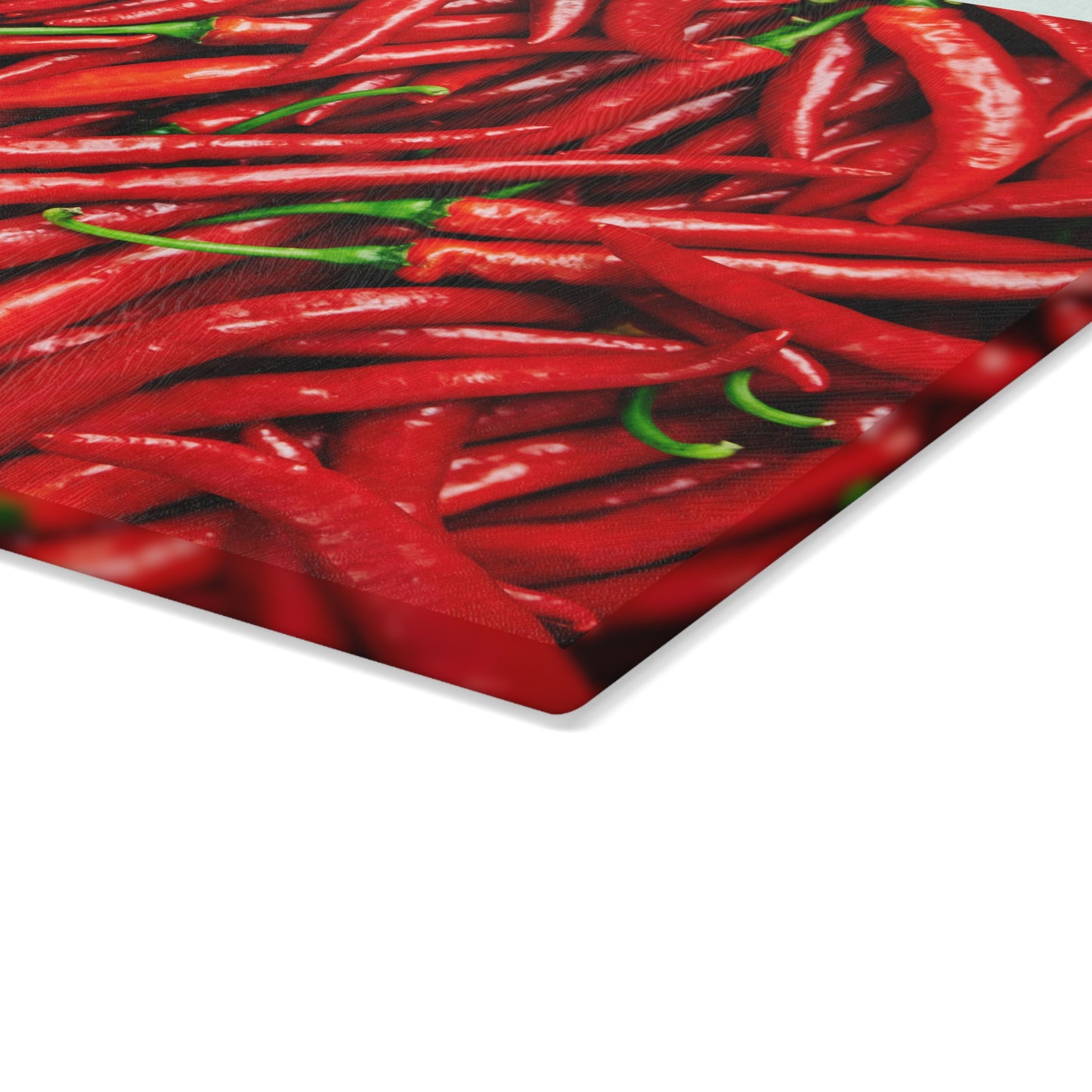 Kitchen Decor Glass Cutting Board Serving Tray with Red Hot Chili Peppers Spices Design Cutting Board Gift for Home Cook Charcuterie Board