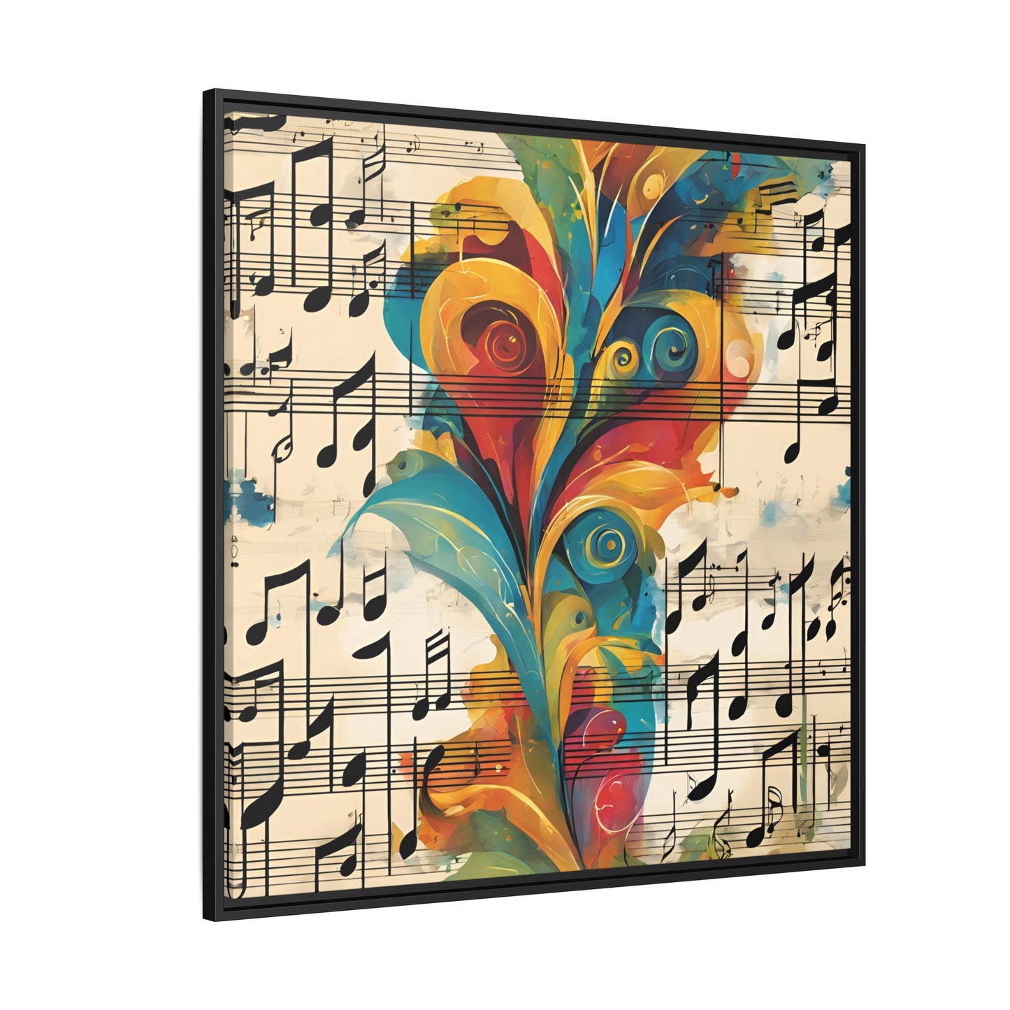 Modern Sheet Music-Themed Print Abstract Design Unique Framed Canvas Print Treble Clef Note Wall Art Music Lover Gift Decor 3 frame colors