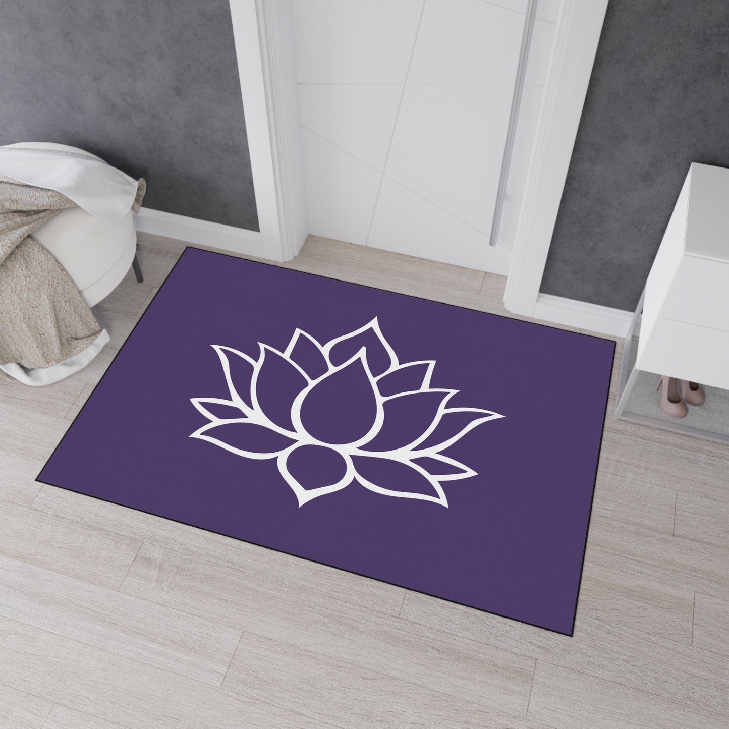 Decorative Heavy Duty Non-Slip Floor Mat Stylish Design Perfect for Entryway Kitchen Décor Purple Lotus Blossom Floral Design Rug Bath Mat