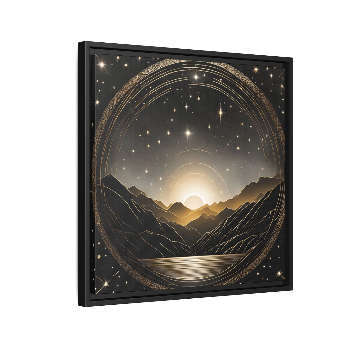 Boho Celestial Design Unique Framed Canvas Wall Art Sun and Stars Astrological Gift Nature Lover Gift Astronomy Gift 3 frame color choices