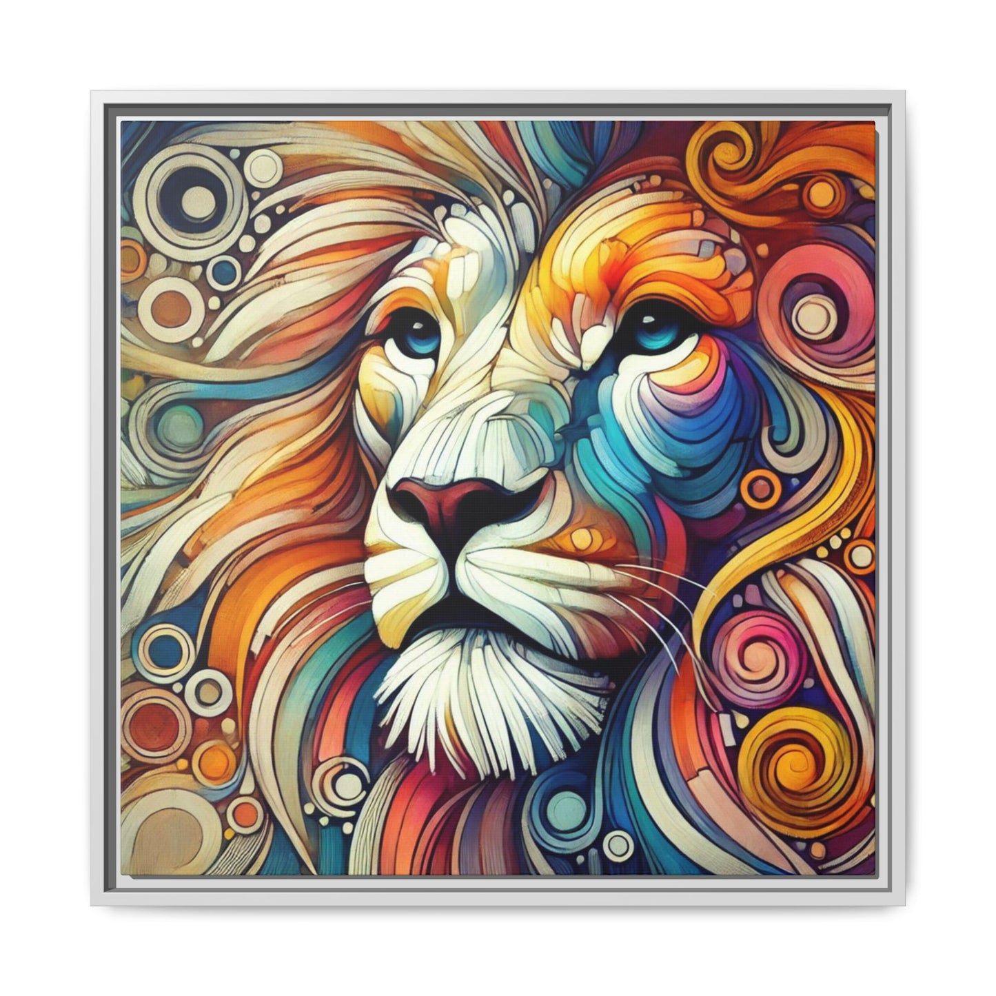 Modern Lion Print Abstract Design Unique Framed Canvas Print King of Jungle Wall Art Animal Lover Gift Nature Lover Decor 3 frame colors