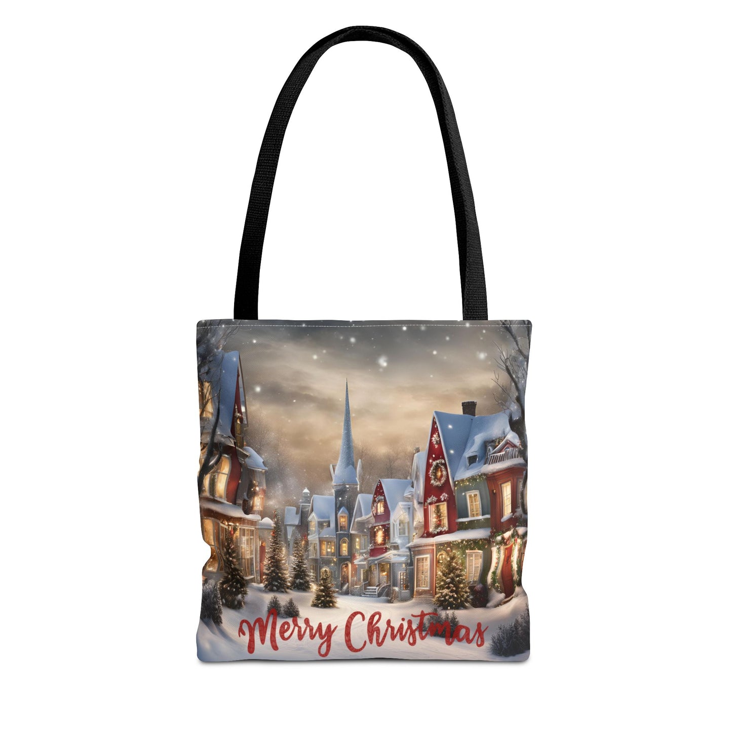 Christmas Tote Bag Holiday Cheer Gift Glam Winter Accessory Reusable Snowy Winter Town Shopping Bag Xmas Joy Gift Unisex Bag for Him Her