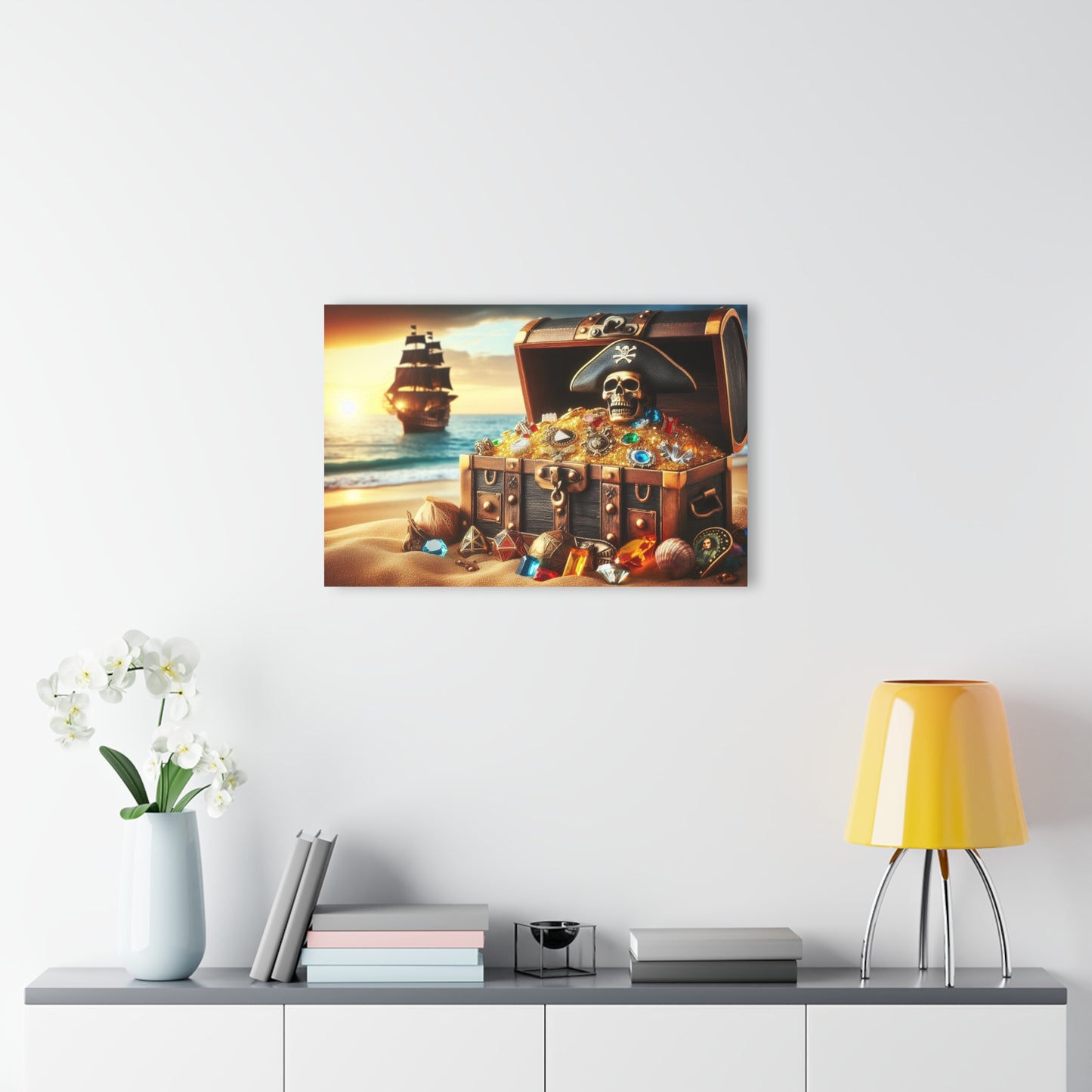 Pirate's Booty Tropical Island Treasure Ocean Vacation Acrylic Print Wall Art Outdoors Gift Beachy Nature Ship Artwork Modern Home Decor