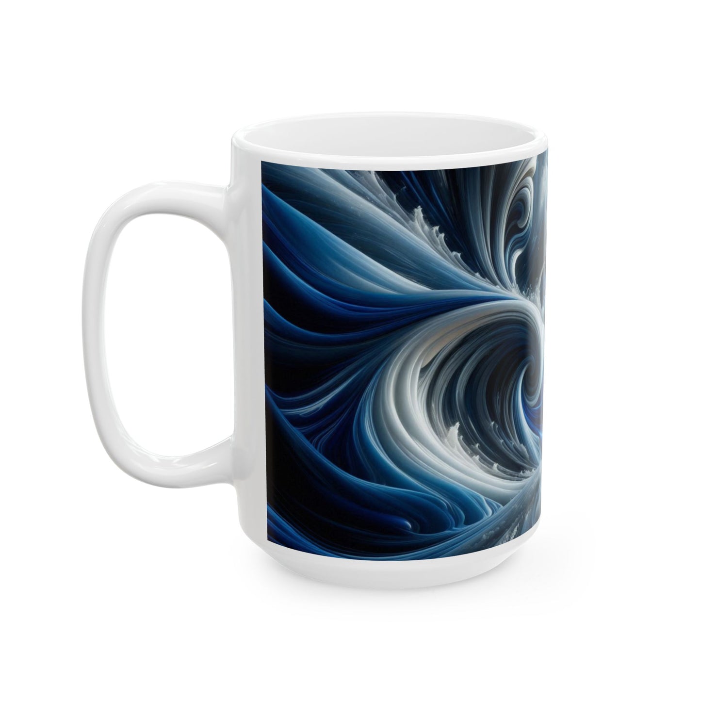 Ceramic Beach Theme Coffee Mug Modern Wave Design Mug Tea Cup Oceanic Swirl Design Salt Life Surfer Beachy Ceramic Mug