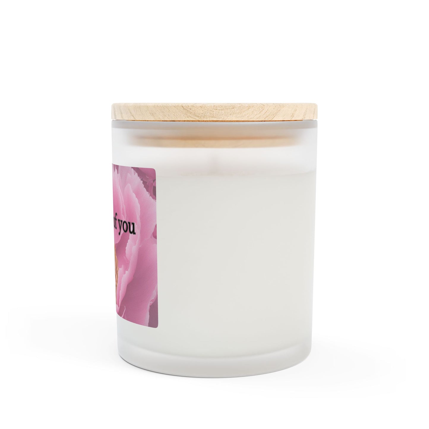 Artisanal Coconut Soy Frosted Glass Candle with Wooden Wick and Raw Maple Lid 11 oz Hand Poured Thinking of You Candle 50 hrs burn time