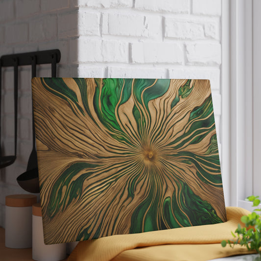 Groovy Swirl Design Kitchen Decor Glass Cutting Board Serving Tray Floral Cutting Board Gift for Home Cook Fun Glass Charcuterie Board