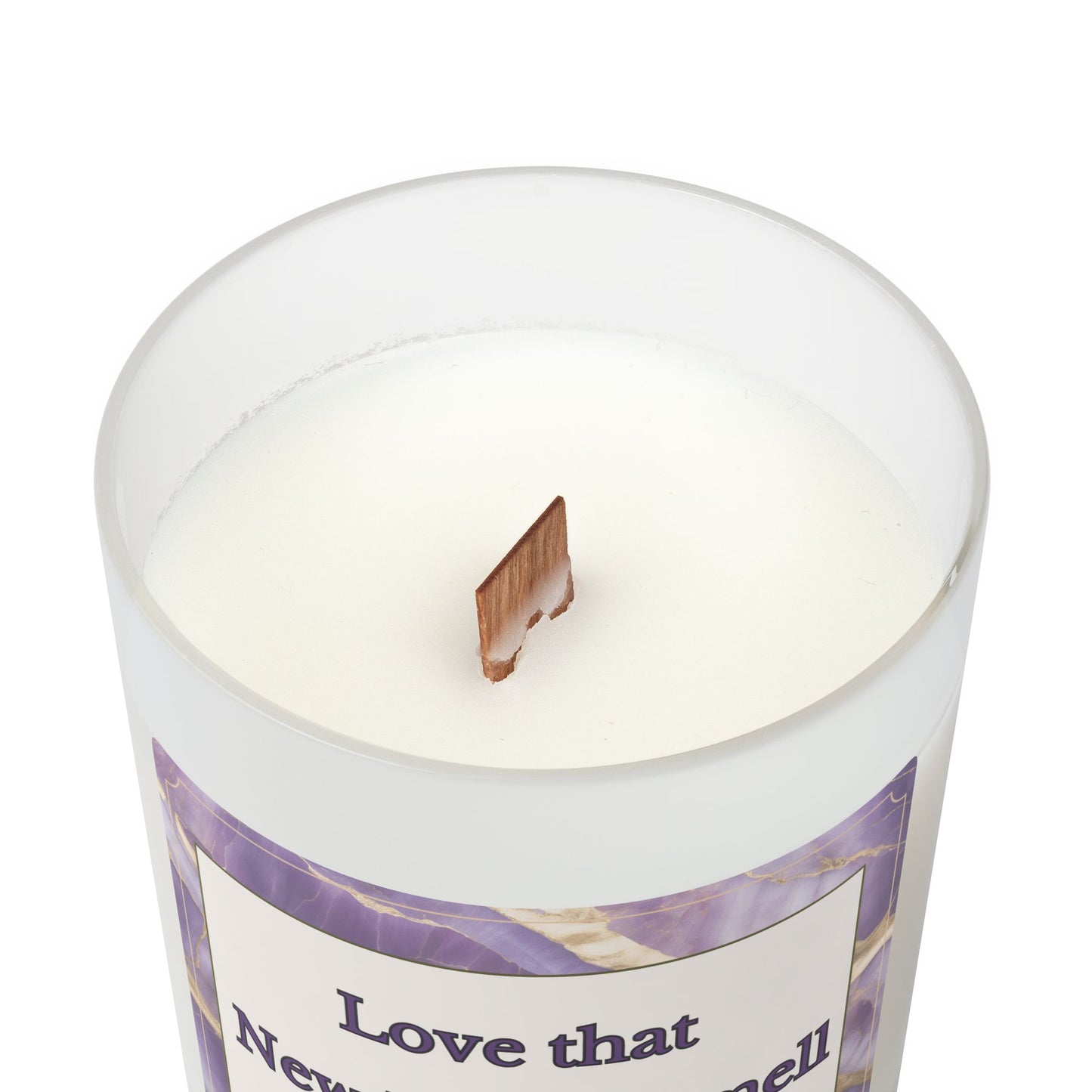 Artisanal Coconut Soy Frosted Glass Candle with Wooden Wick and Raw Maple Lid 11 oz Hand Poured Candle for New Home Owner 50 hrs burn time