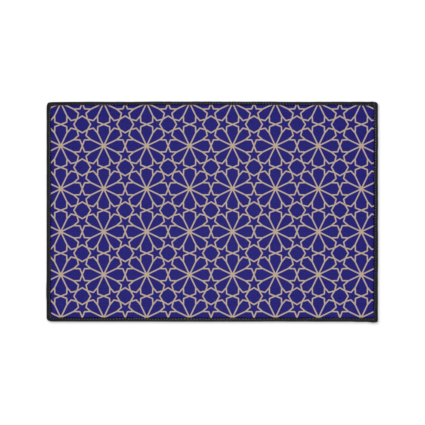 Decorative Heavy Duty Non-Slip Floor Mat Stylish Design Perfect for Entryway Kitchen Blue and Gold Geometric Floral Design Rug Bathroom Mat