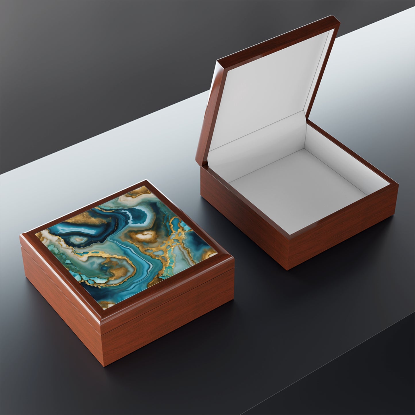 Unique Art Print Design Jewelry Box Trinket Box Bedroom Dresser Decor Vanity Gift Box - 3 colors to choose from