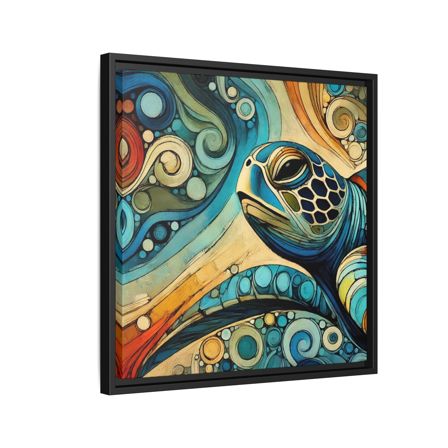 Modern Sea Turtle Print Abstract Design Unique Framed Canvas Print Oceanic Wall Art Animal Lover Gift Nature Lover Decor 3 frame colors