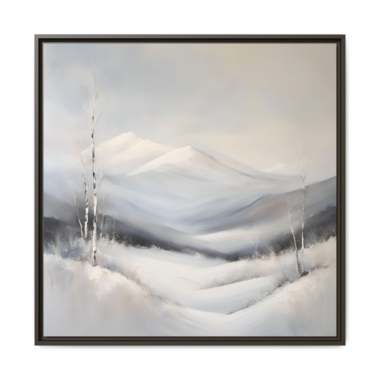 Modern Abstract Mountain Design Unique Framed Canvas Wall Art Snowy Gift Nature Lover Gift 3 frame colors