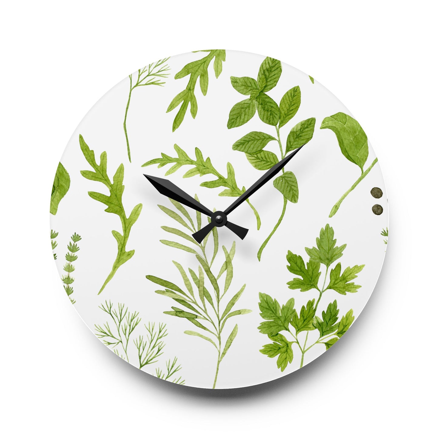 Herb Garden Design Acrylic Clock Unique Colorful Wall Clock for Kitchen or Living Room Nature Lover Field of Flowers Gardener Gift