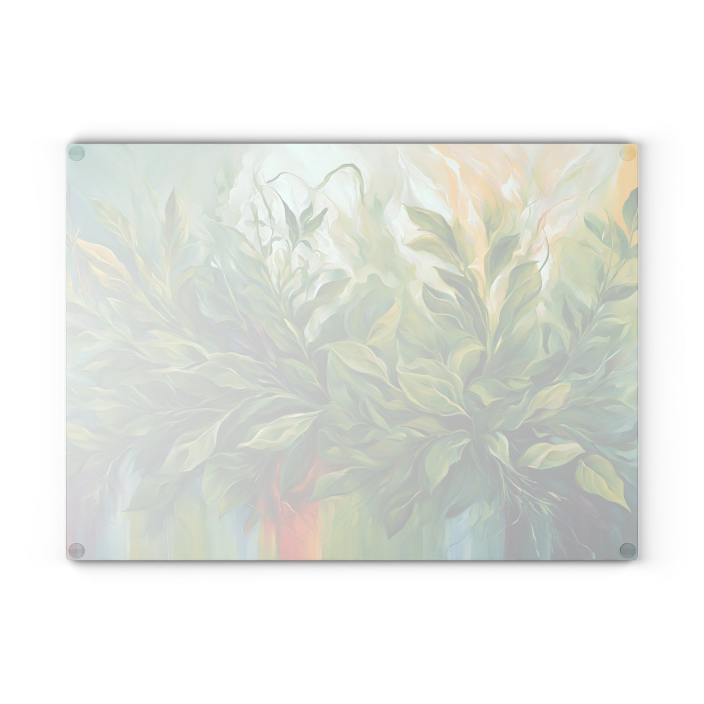 Kitchen Decor Glass Cutting Board Serving Tray with Modern Garden Herbs Pattern Cutting Board Gift for Home Cook Charcuterie Board