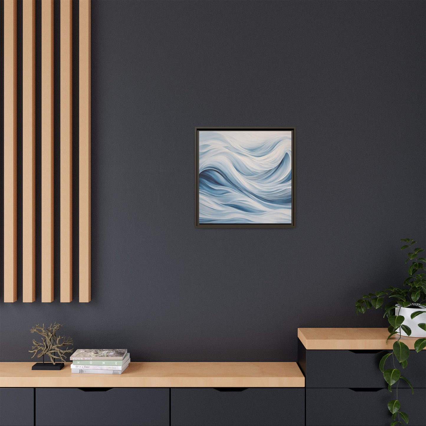 Modern Abstract Wave Design Unique Framed Print Canvas Wall Art Ocean Beach Gift Nature Lover Gift Underwater Sea Lover Gift 3 frame colors