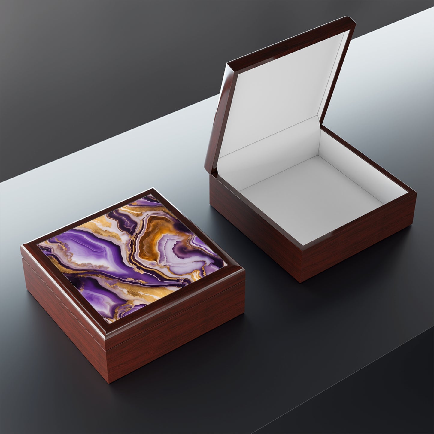 Unique Art Print Design Jewelry Box Trinket Box Bedroom Dresser Decor Vanity Gift Box - 3 colors to choose from