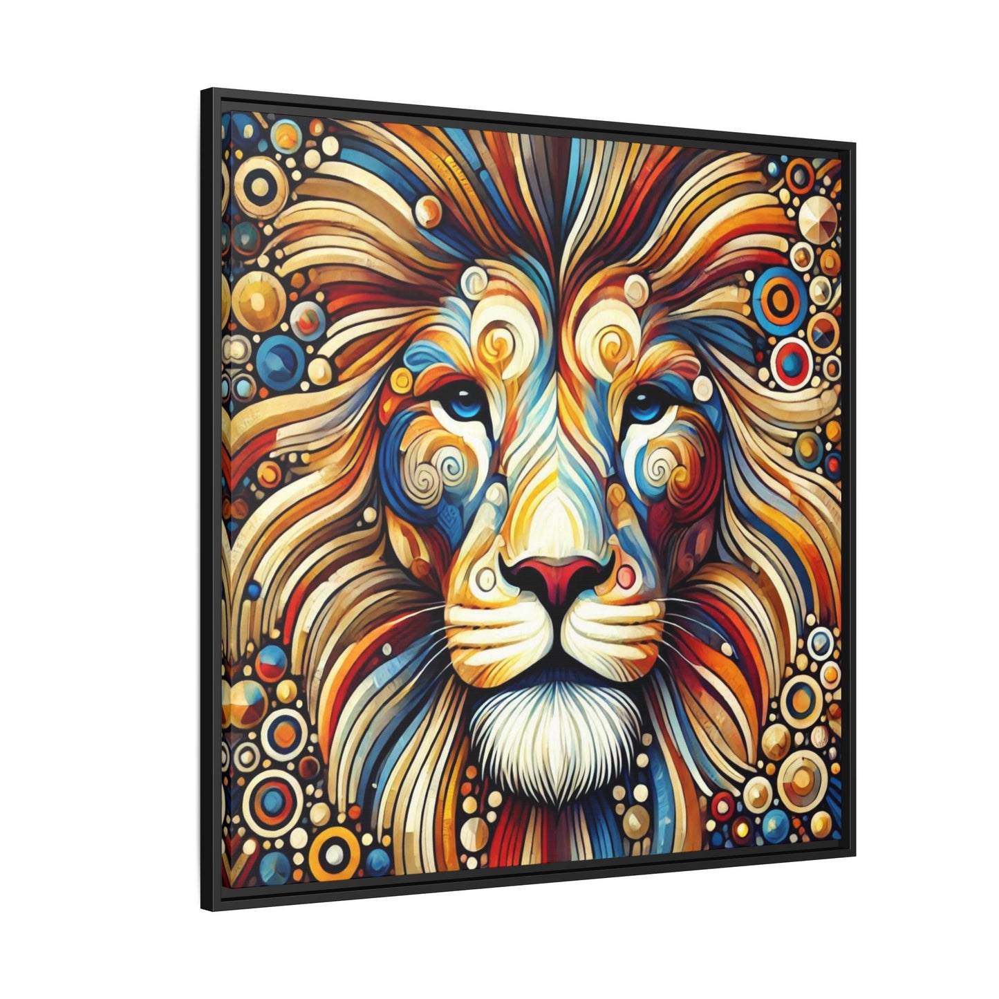 Modern Lion Print Abstract Design Unique Framed Canvas Print King of Jungle Wall Art Animal Lover Gift Nature Lover Decor 3 frame colors