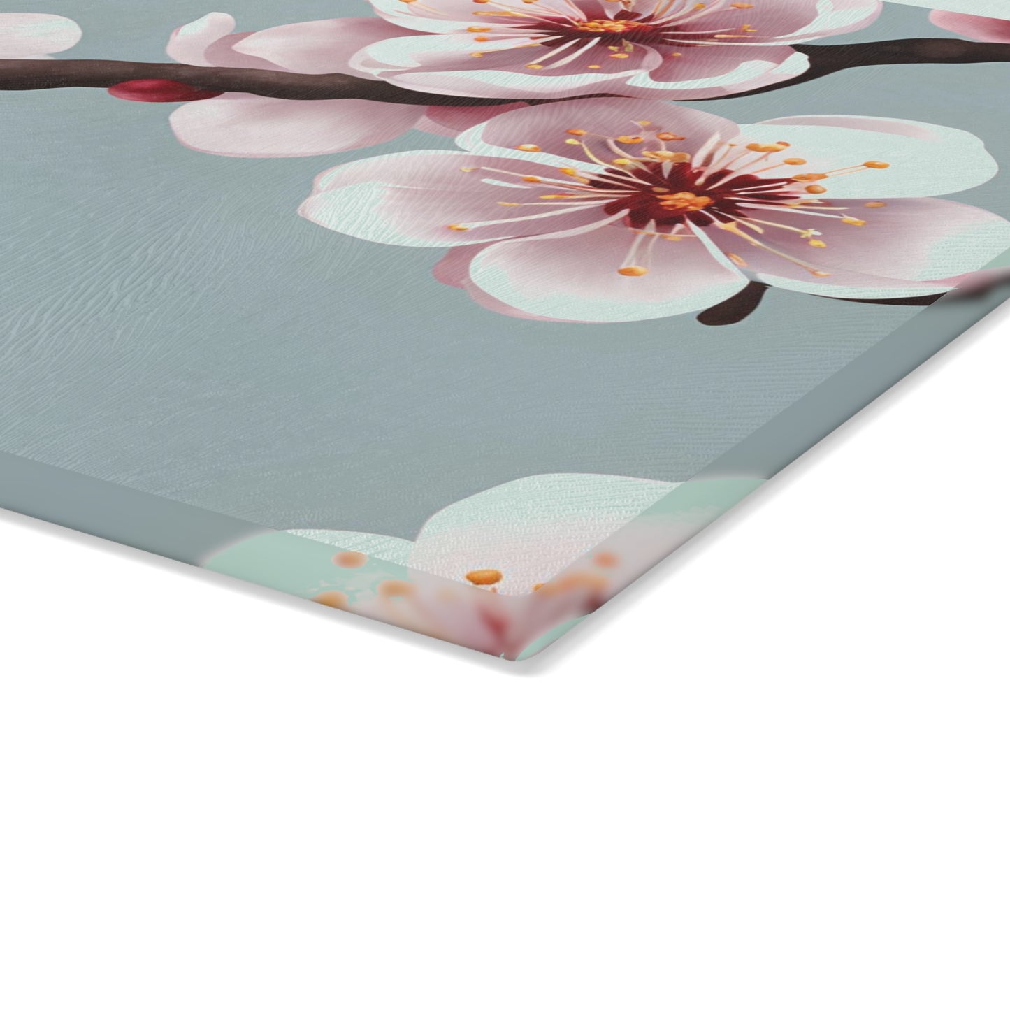 Kitchen Decor Glass Cutting Board Serving Tray with Plum Blossom Design Floral Pattern Cutting Board Gift for Home Cook Charcuterie Board