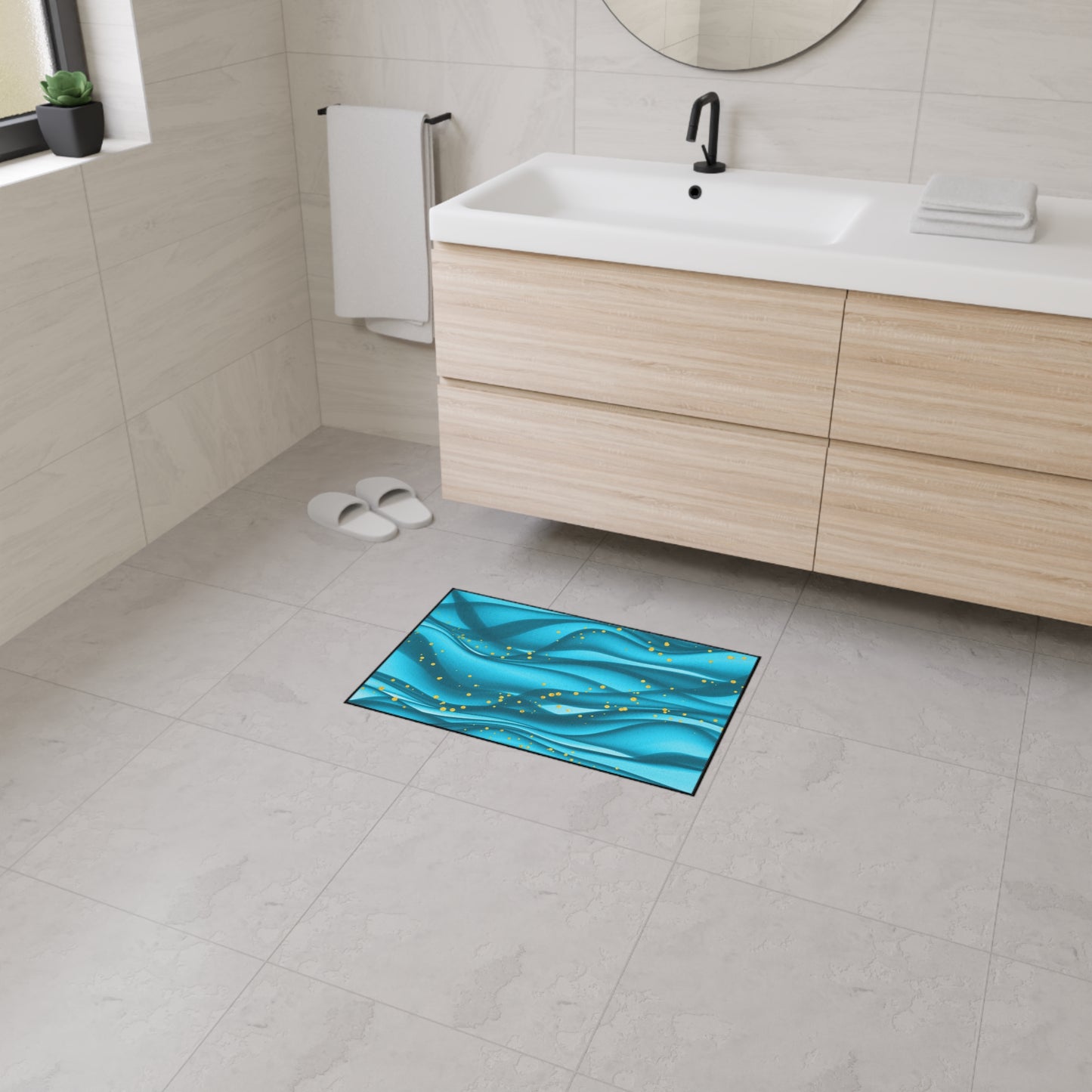 Decorative Heavy Duty Non-Slip Floor Mat Stylish Design Perfect for Entryway Kitchen Décor Beachy Wave Design Rug Tropical Bathroom Floor