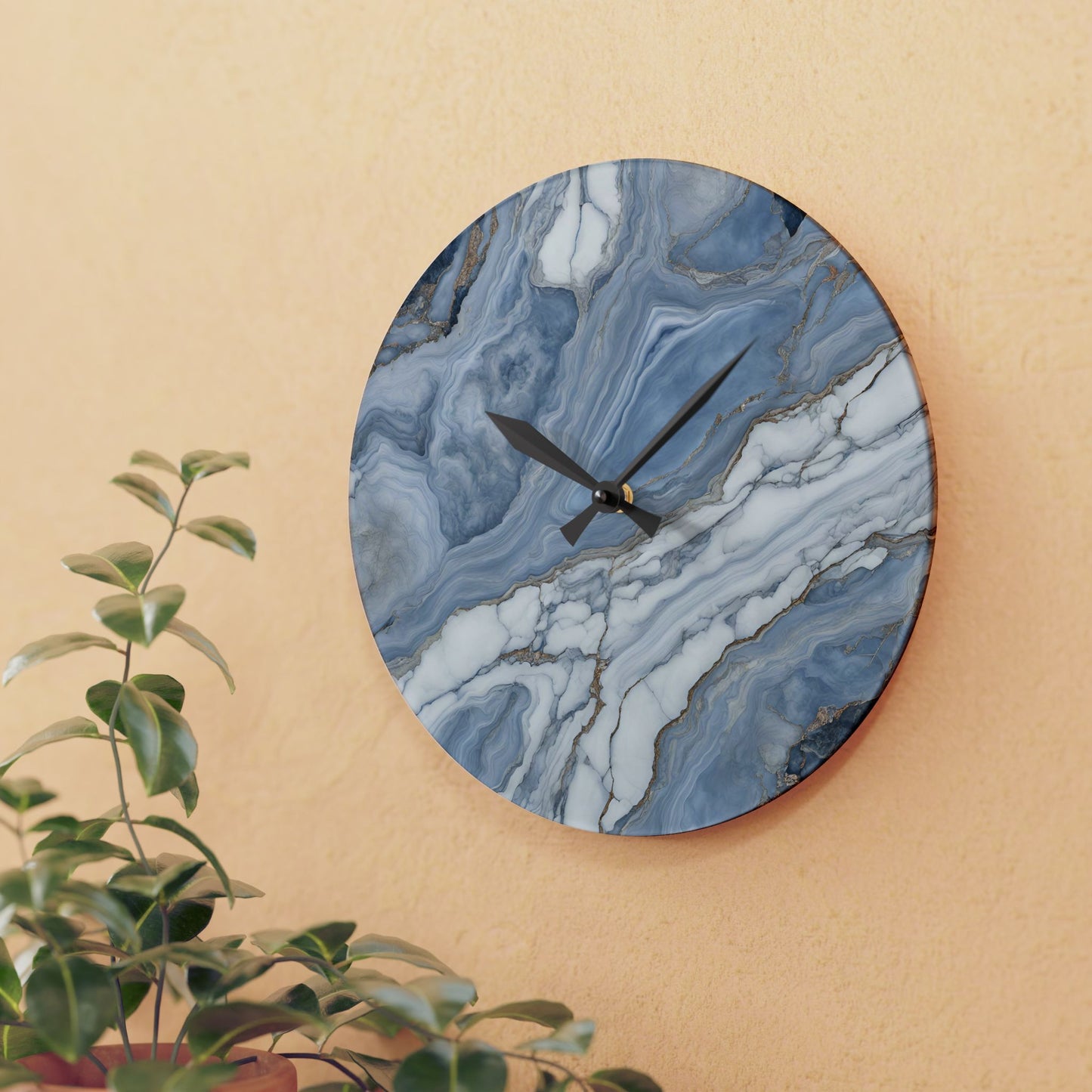 Acrylic Stone-Look Calacatta Quartz-Inspired Unique Design Acrylic Wall Clock Agate Crystal Lover Gemologist Gift Nature Lover Rock Gift
