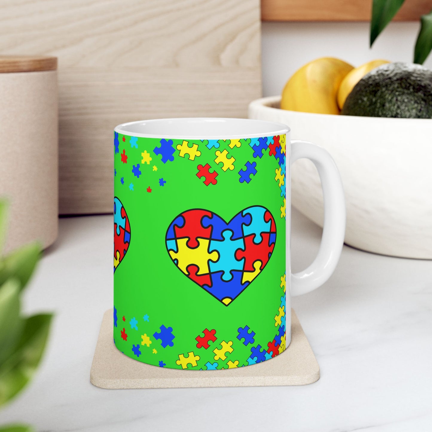 Autism Spectrum Awareness and Love Coffee Tea Mug Holiday Gift for Teacher Christmas Present Festive Unique Special Needs Gift Mug
