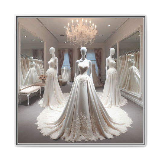 Fashion Formal Wedding Dress Framed Canvas Print Wall Art Unique Fashion Designer Style Haute Couture Fashionista Gift Decor 3 Frame Colors