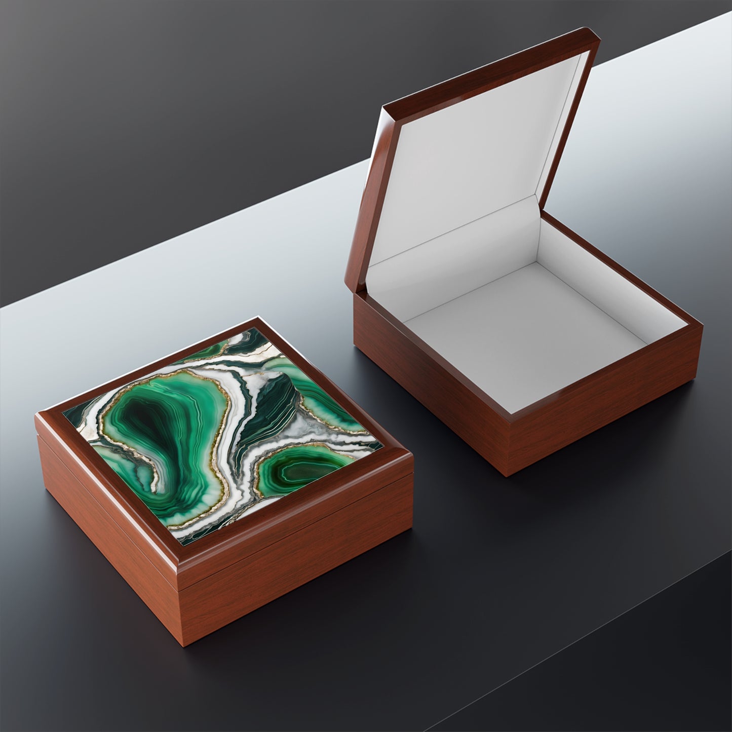 Unique Art Print Design Jewelry Box Trinket Box Bedroom Dresser Decor Vanity Gift Box - 3 colors to choose from