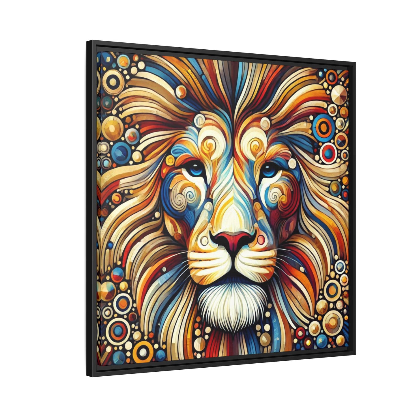 Modern Lion Print Abstract Design Unique Framed Canvas Print King of Jungle Wall Art Animal Lover Gift Nature Lover Decor 3 frame colors