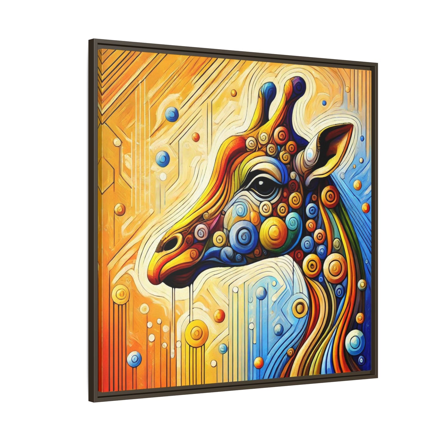 Modern Giraffe Print Abstract Design Unique Framed Canvas Print African Wall Art Animal Lover Gift Nature Lover Decor 3 frame colors