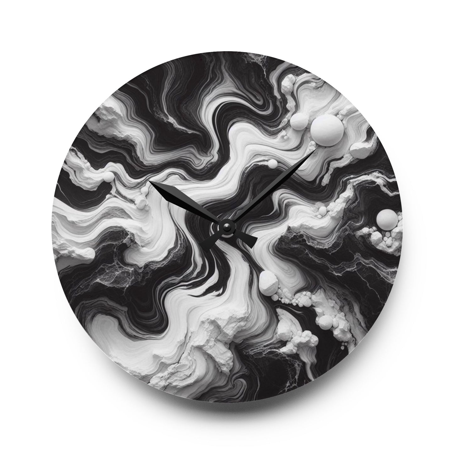 Acrylic Stone-Look Marble-Inspired Unique Design Acrylic Wall Clock Agate Lover Gemologist Gift Nature Lover Rock Gift