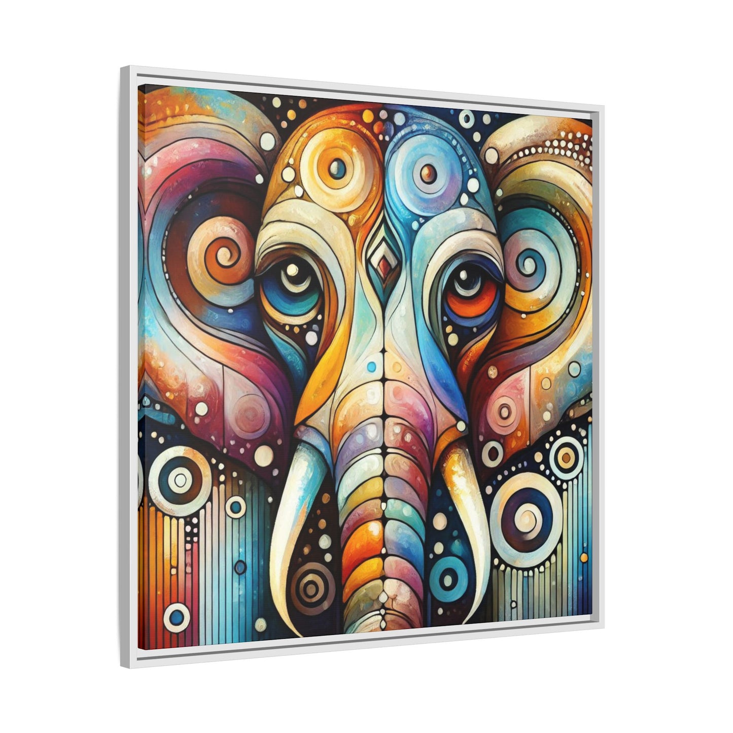 Modern Elephant Face Print Abstract Design Unique Framed Canvas Print African Wall Art Animal Lover Nature Lover Decor 3 frame colors