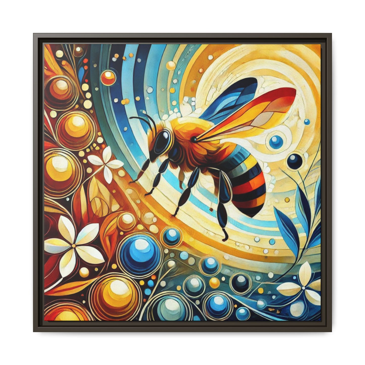 Modern Bee Print Abstract Design Unique Framed Canvas Print Insect Lover Wall Art Animal Lover Nature Lover Decor 3 frame colors