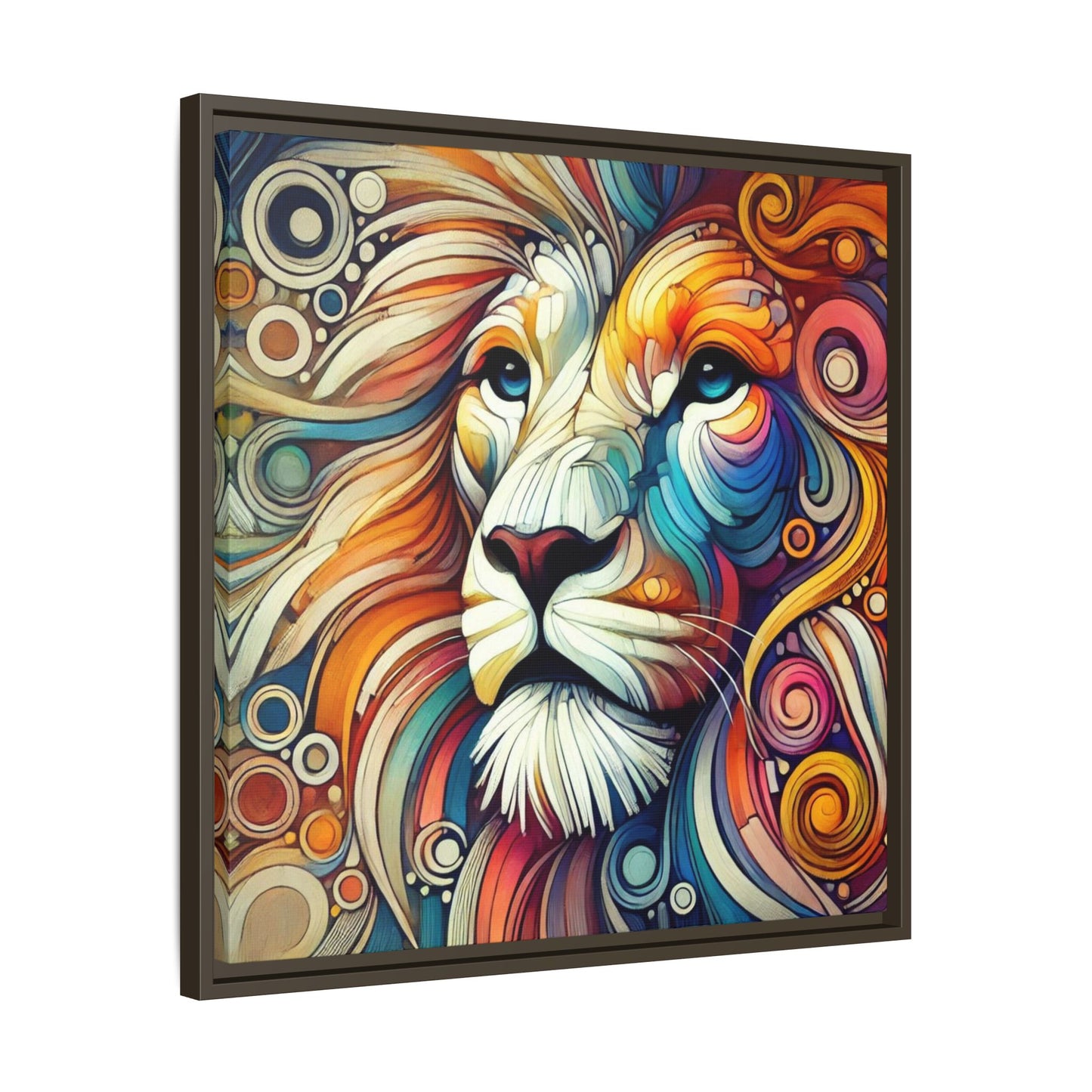 Modern Lion Print Abstract Design Unique Framed Canvas Print King of Jungle Wall Art Animal Lover Gift Nature Lover Decor 3 frame colors