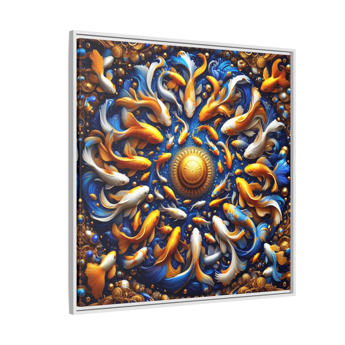 Koi Fish Framed Canvas Print Wall Art Unique Animal Lover Gift Fish Themed Print Goldfish Lover Decor 3 Frame Colors