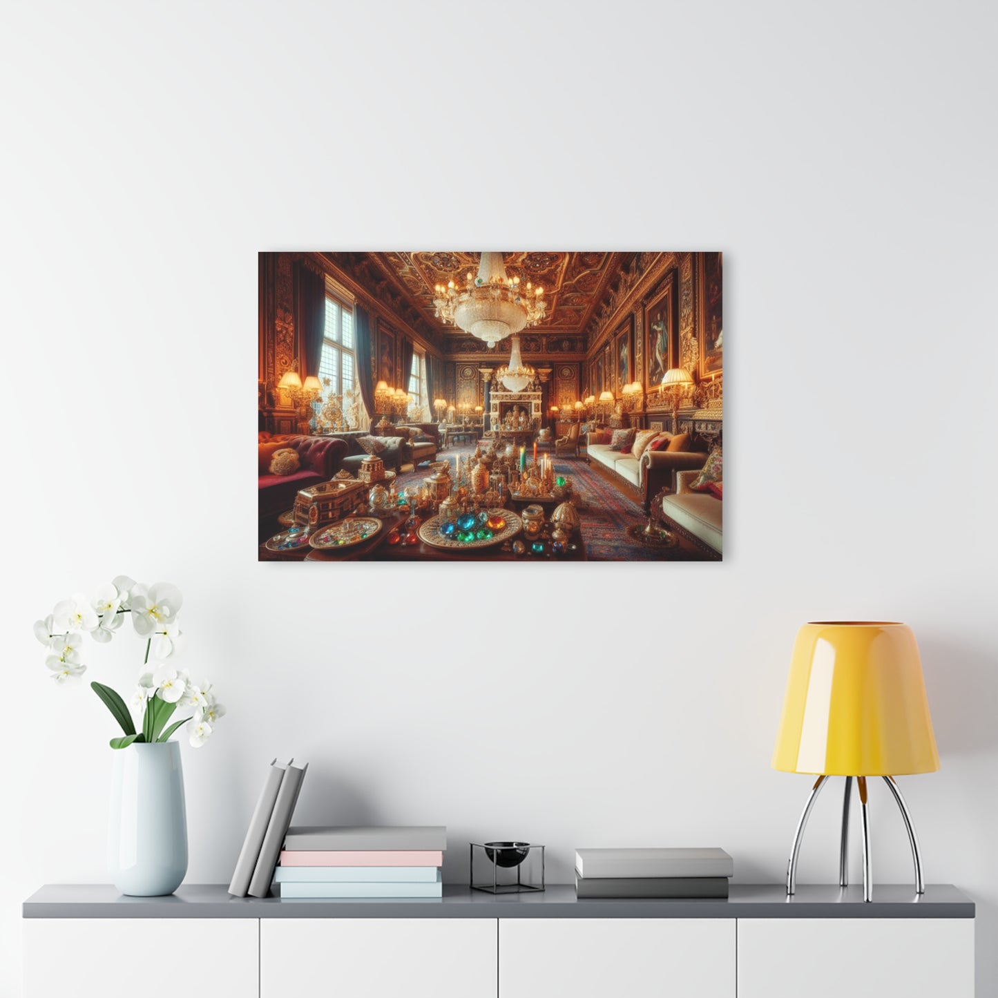 Royal Palace Design Acrylic Gold and Gemstone Drawing Room Print Castle Lover Wall Art Gift Jewel Artwork Modern Garden Home Decor