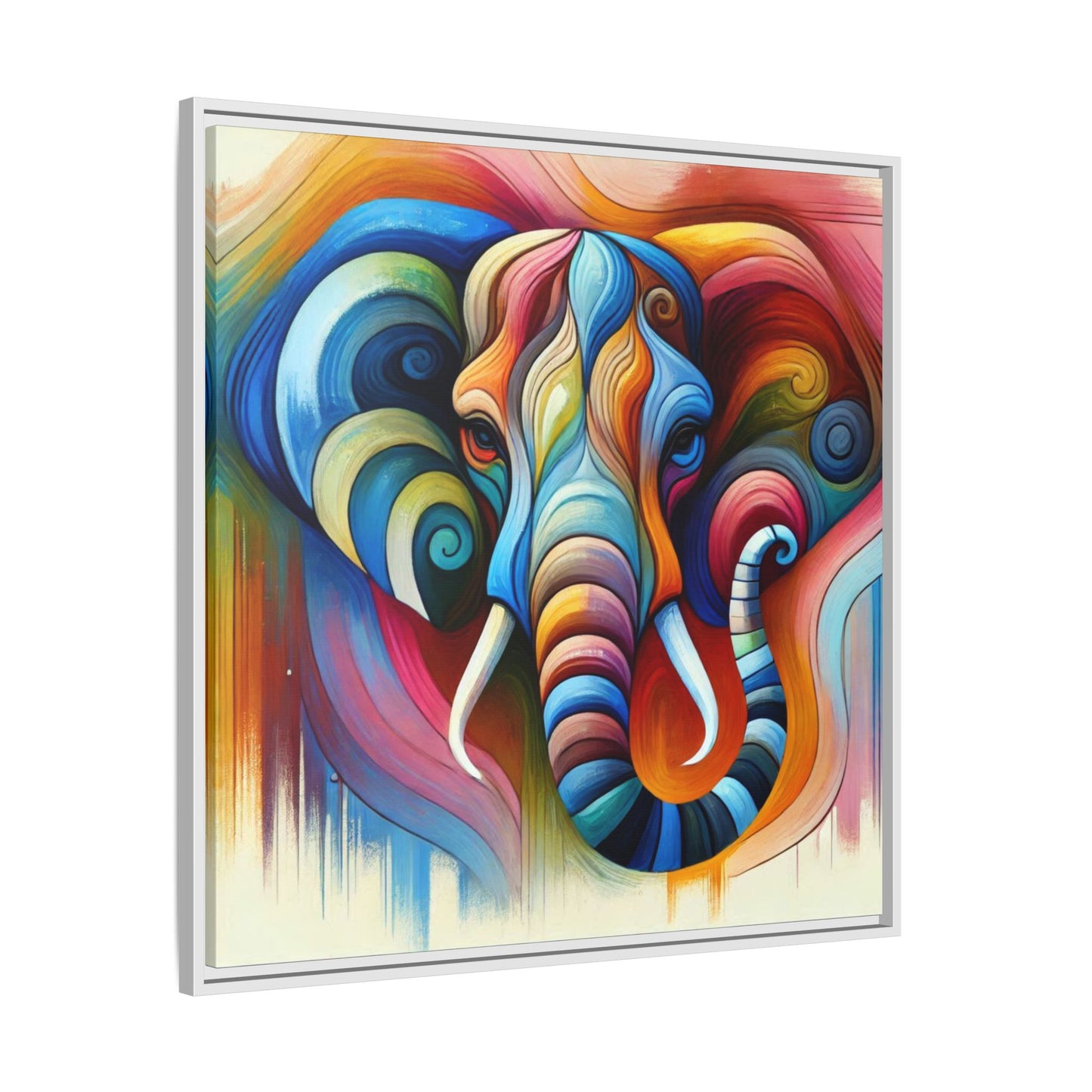 Modern Elephant Print Abstract Design Unique Framed Canvas Print African Wall Art Animal Lover Gift Nature Lover Decor 3 frame colors