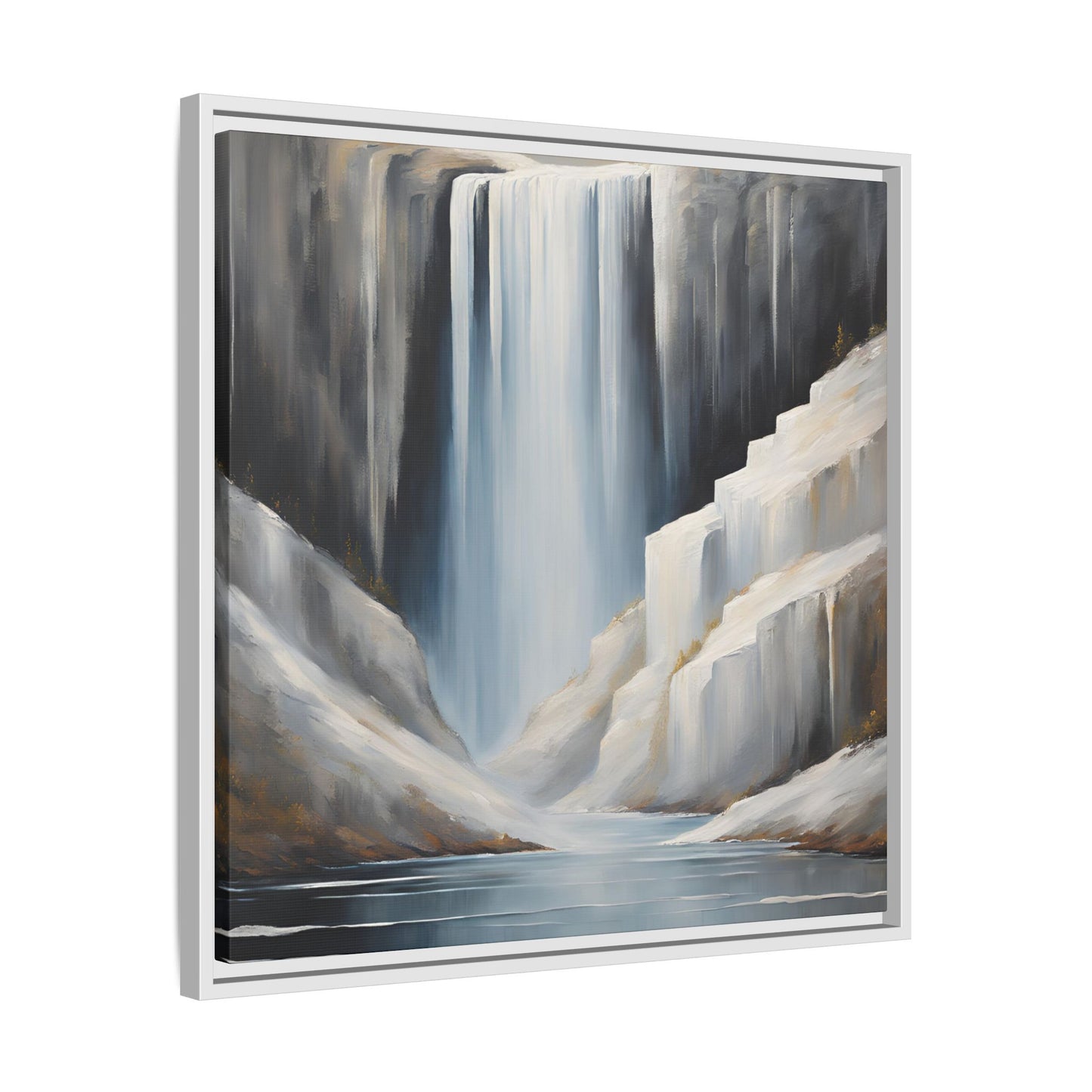 Modern Abstract Waterfall Design Unique Framed Canvas Wall Art Ocean Beach Gift Nature Lover Gift Mountain Landscape Gift 3 frame colors