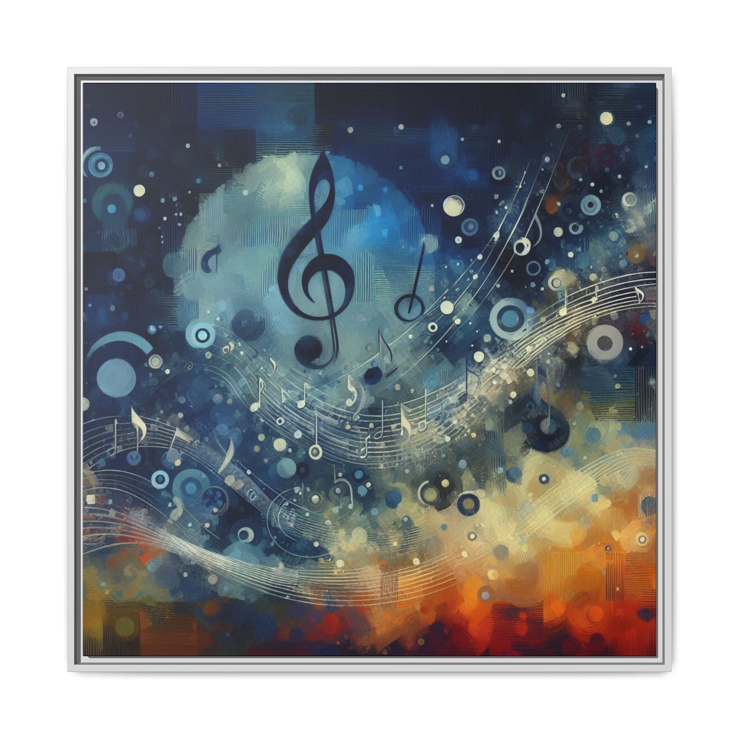 Modern Music-Themed Print Abstract Design Unique Framed Canvas Print Treble Clef Note Wall Art Music Lover Gift Decor 3 frame colors