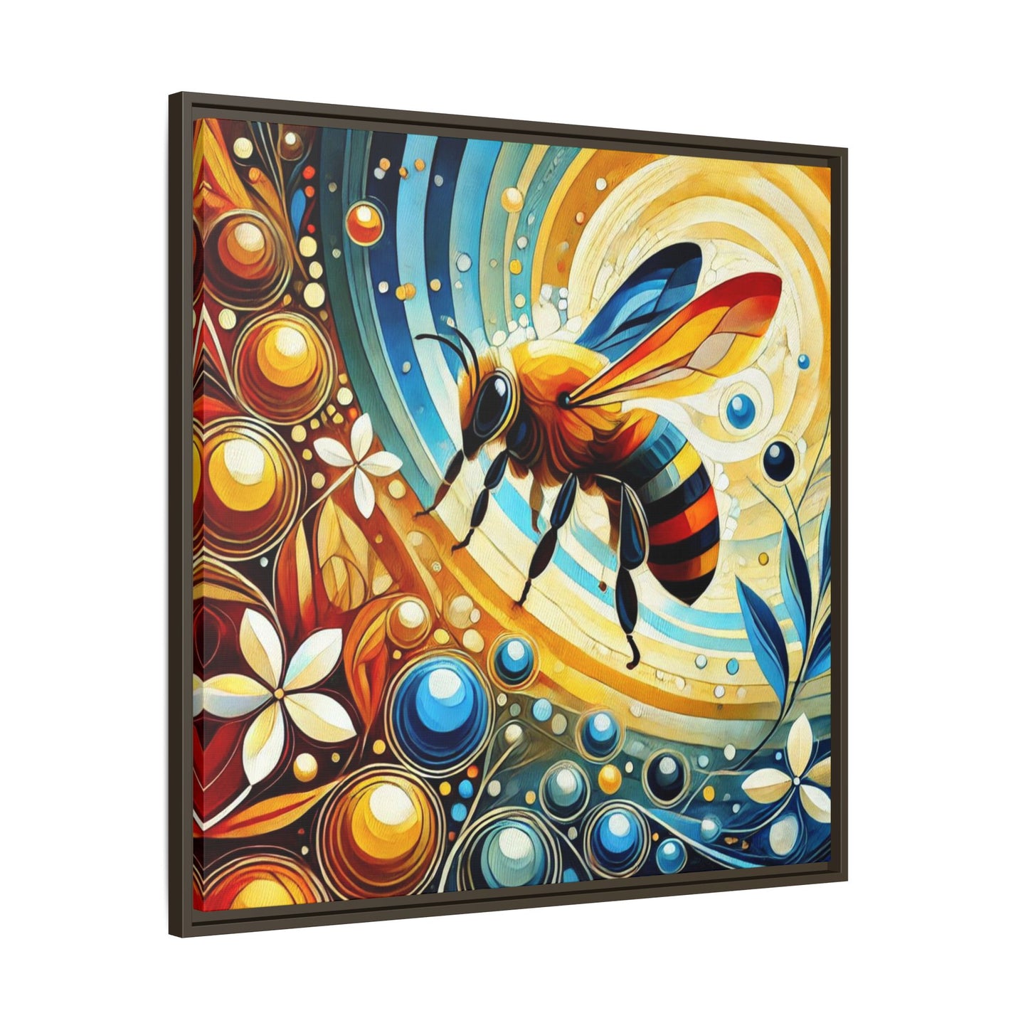 Modern Bee Print Abstract Design Unique Framed Canvas Print Insect Lover Wall Art Animal Lover Nature Lover Decor 3 frame colors